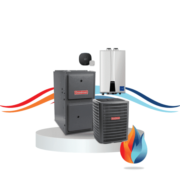 Goodman GM9C96 Two-Stage Gas Furnace + GSX 16 Goodman A/C + Navien Tankless + EcoBee Thermostat Combo