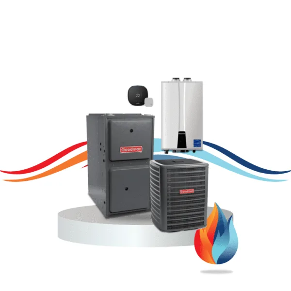 Goodman GM9C96 Two-Stage Gas Furnace + GSX 16 Goodman A/C + Navien Tankless + EcoBee Thermostat Combo