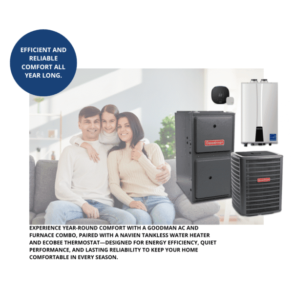 Goodman GM9C96 Two-Stage Gas Furnace + GSX 16 Goodman A/C + Navien Tankless + EcoBee Thermostat Combo - Image 2
